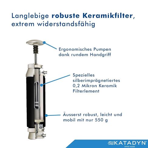 Katadyn Pocket Ceramic Hand Pump Water Filter, Black Edition | 13,000 Gallon Capacity, 20-Year Guarantee, For Survival, Emergency Preparedness & Expeditions in Saudi Arabia