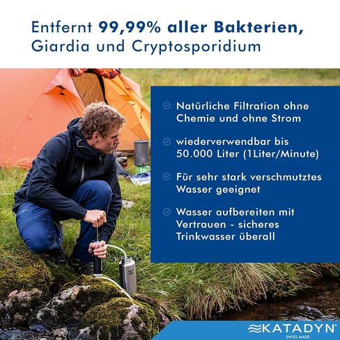 Katadyn Pocket Ceramic Hand Pump Water Filter, Black Edition | 13,000 Gallon Capacity, 20-Year Guarantee, For Survival, Emergency Preparedness & Expeditions in Saudi Arabia