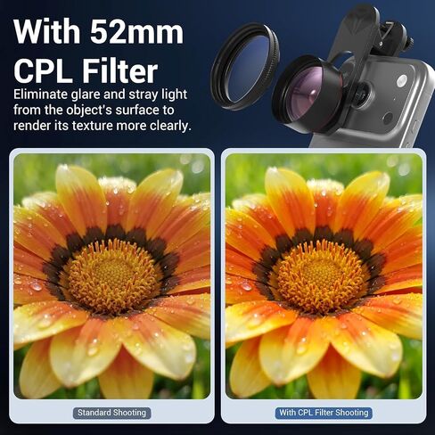 35X Macro Lens Kit for Smartphone with CPL Filter, HD Magnifier Photography Lens with Universal Lens Clip, Phone Camera Lens Attachment for iPhone 17/16/15/12/11 Samsung & Android Phone in Saudi Arabia