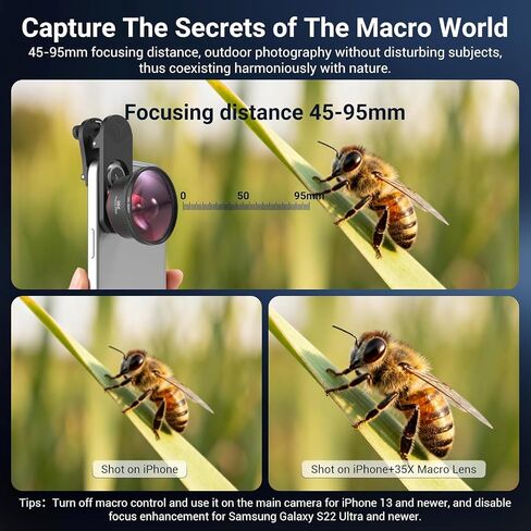 35X Macro Lens Kit for Smartphone with CPL Filter, HD Magnifier Photography Lens with Universal Lens Clip, Phone Camera Lens Attachment for iPhone 17/16/15/12/11 Samsung & Android Phone in Saudi Arabia