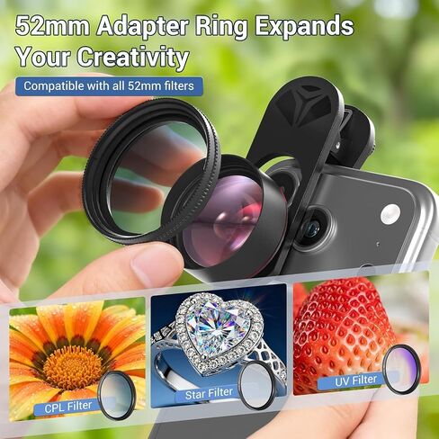 35X Macro Lens Kit for Smartphone with CPL Filter, HD Magnifier Photography Lens with Universal Lens Clip, Phone Camera Lens Attachment for iPhone 17/16/15/12/11 Samsung & Android Phone in Saudi Arabia