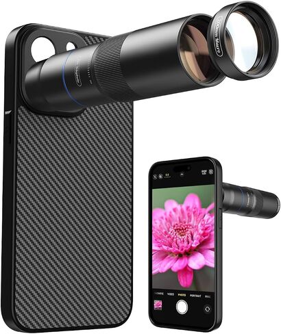 MIAO LAB 10X Telephoto + 200mm Macro Lens for iPhone 17 Pro Max, 2-in-1 Telephoto & Macro with 17mm Thread Interface & Dedicated Case – Perfect for Concerts, Travel, and Outdoor Exploration in Saudi Arabia