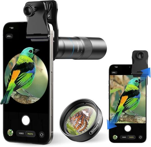 عدسة APEXEL 10X Tele-Macro Pro المزدوجة 2 في 1 لهاتف iPhone | عدسة تليفوتوغرافي وماكرو بمشبك لهاتف Samsung/Android | تكبير 10x للحفلات الموسيقية والسفر والاستكشاف في الهواء الطلق | التصوير الفوتوغرافي الاحترافي in Kuwait