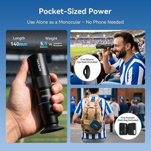 عدسة APEXEL 10X Tele-Macro Pro المزدوجة 2 في 1 لهاتف iPhone | عدسة تليفوتوغرافي وماكرو بمشبك لهاتف Samsung/Android | تكبير 10x للحفلات الموسيقية والسفر والاستكشاف في الهواء الطلق | التصوير الفوتوغرافي الاحترافي in Kuwait