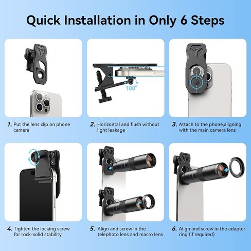 عدسة APEXEL 10X Tele-Macro Pro المزدوجة 2 في 1 لهاتف iPhone | عدسة تليفوتوغرافي وماكرو بمشبك لهاتف Samsung/Android | تكبير 10x للحفلات الموسيقية والسفر والاستكشاف في الهواء الطلق | التصوير الفوتوغرافي الاحترافي in Kuwait