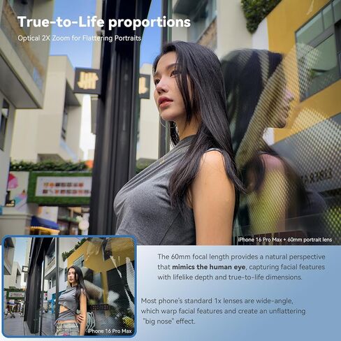 Fotorgear 60mm Portrait Lens for Smartphone, HD 2X Telephoto External Lens with T-Mount Interface, Professional Optical Bokeh & Distortion-Free for iPhone 16/15/14, Samsung, Pixel in Saudi Arabia
