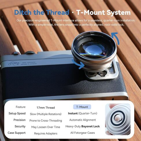 Fotorgear 60mm Portrait Lens for Smartphone, HD 2X Telephoto External Lens with T-Mount Interface, Professional Optical Bokeh & Distortion-Free for iPhone 16/15/14, Samsung, Pixel in Saudi Arabia