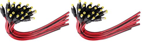 18 AWG DC Pigtail Barrel Plug Connector Cable, 20pcs Male, 12V 5A | 2.1mm x 5.5mm, Real 18 AWG DC Power Plug Connectors, 43x2 Strands Tinned Copper Wire, for CCTV, LED, Router, DVR, Adapter in Saudi Arabia