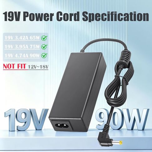 19V Charger Compatible with Asus Monitor Power Cord VG248QG VG278 VG245 | VG278Q VG278QR VG279 PG279Q VG245H VG248 VG27A VG27AQ VX248 VZ239 VC279H, for Asus 22'' 23'' 24'' 27'' Gaming Monitor Adapter in Saudi Arabia