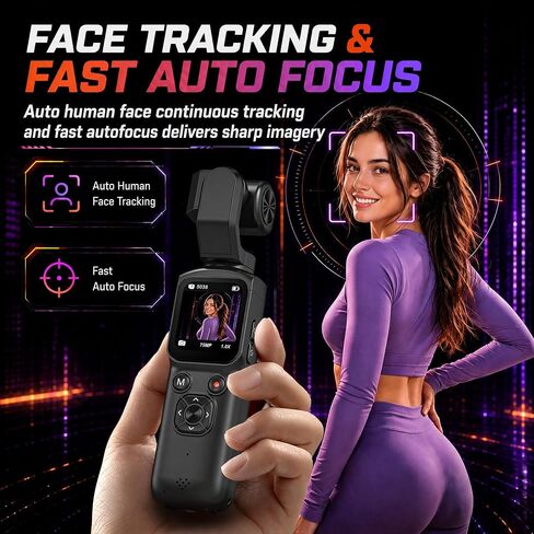4K Vlogging Camera 330°Rotating Lens Digital Pocket Cameras for YouTube | Face Tracking Vlog Camera, Fast Autofocus 75MP Portable Video Camera with WiFi Webcam 1.72"Touch Screen for TikTok in Saudi Arabia