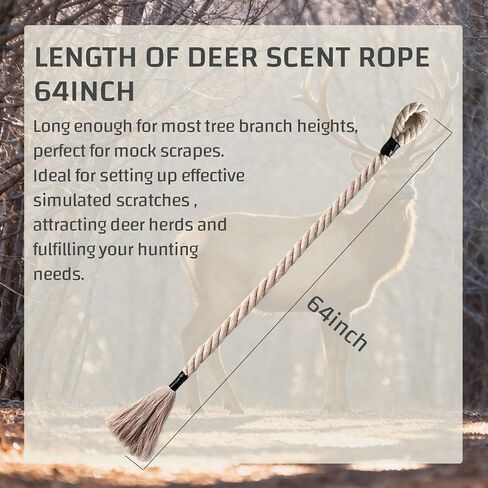 Deer Attractant Rope for Hunting, 64 Inch Deer Scent Rope Hunting Mock Scrape System, Rigid Hunting Accessories for Deer (2 Pack) in Saudi Arabia