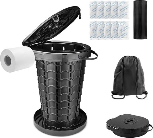 imodomio Retractable Portable Toilet Camping Toilet - Adjustable Height Camp Toilet Portable Potty for Camping, Car, Travel, Boat, Beach, Tent and Emergency Use in Saudi Arabia