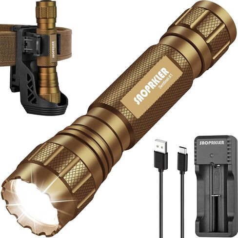 SAOPRKLER Flashlights High Lumens,Tactical Police Flashlight for Duty Belt | 1200 LM Single Mode Long Range Flashlight with Holster for Law Enforcement,Camping, Emergencies,Security Patrols in Saudi Arabia