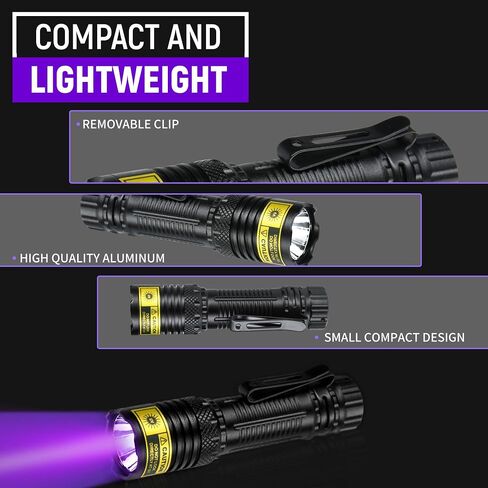 UV Flashlight Black Light, USB-C Rechargeable 395nm Blacklight Mini | Portable Handheld Powerful LED Ultraviolet Lights Flashlights, for Resin Curing, Uranium Glass, Pet Dog Urine Detection in Saudi Arabia