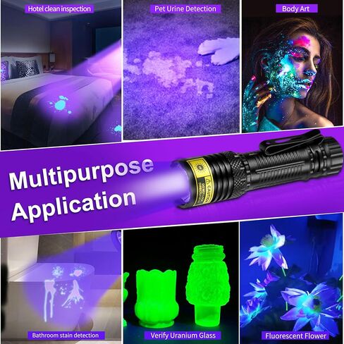 UV Flashlight Black Light, USB-C Rechargeable 395nm Blacklight Mini | Portable Handheld Powerful LED Ultraviolet Lights Flashlights, for Resin Curing, Uranium Glass, Pet Dog Urine Detection in Saudi Arabia