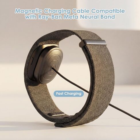 Charging Cable for RayBan Meta Display Neural Band Charger, Magnetic Fast Charger for Ray-Ban Meta Display Glasses Accessories, Portable Travel/Car/Phone/Laptop Charging Cable (Black) in Kuwait