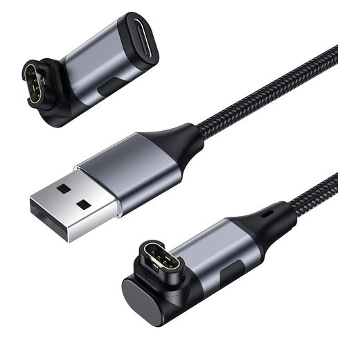 Upgraded for Garmin Watch Charger Cable with USB C Adapter,L-Shape,Gray | for Garmin Charging Cable with Adapter for Fenix,Forerunner,Vivoactive,Instinct,Venu,Tactix,Approach,D2,Quatix Series-3.95FT in Saudi Arabia