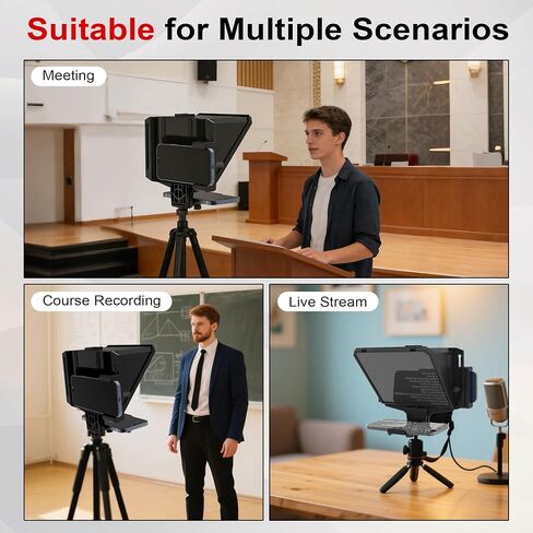 7.7" Mini Phone Teleprompter for Webcam, with APP & Remote Control | Support Webcam, Smartphone & Bluetooth, Quick Installation, Compatible with iOS & Android for Video Creation in Saudi Arabia