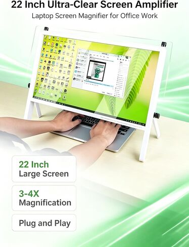 3D Laptop Screen Magnifier, Foldable Laptop Screen Magnifying Compatible with 15~22 Inch Mobile Phone, Tablet, Laptop; for Seniors Reading Close Work and See a Movie (Color : White) in Kuwait