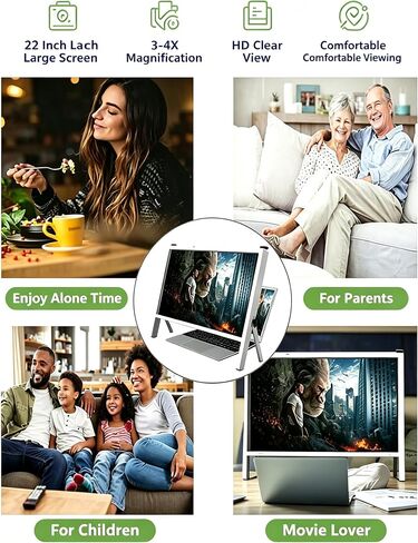 3D Laptop Screen Magnifier, Foldable Laptop Screen Magnifying Compatible with 15~22 Inch Mobile Phone, Tablet, Laptop; for Seniors Reading Close Work and See a Movie (Color : White) in Kuwait