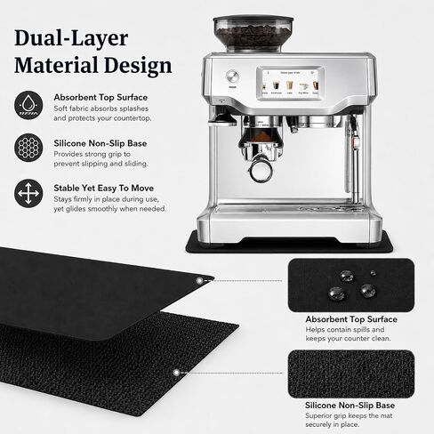 Compatible with Breville Espresso Machine Mat Silicone Sliding 12.6x12.6in | Silicone espresso mat for Breville 880 keeps coffee makers stable with anti-slip grip and smooth sliding design daily use in Saudi Arabia