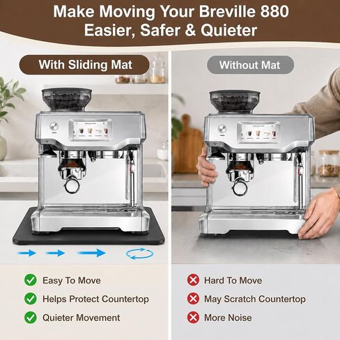 Compatible with Breville Espresso Machine Mat Silicone Sliding 12.6x12.6in | Silicone espresso mat for Breville 880 keeps coffee makers stable with anti-slip grip and smooth sliding design daily use in Saudi Arabia