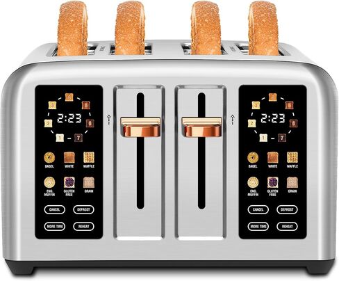 SEEDEEM 2-Slice Touchscreen Toaster, Stainless, 7 Shade, 1350W, Black | Faster Heating Speed, 6 Bread Type, 1.5"Wide Slots, Removable Crumb Tray in Saudi Arabia
