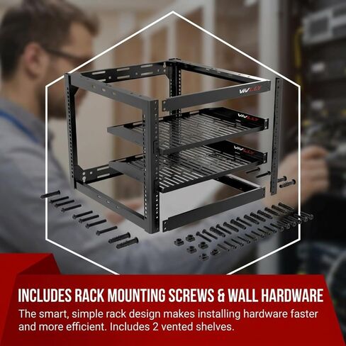 10U Server Rack Heavy Duty Open Frame Network Rack Mount 19 Inch | Wall Mount or Floor Standing IT Equipment Cabinet, 400lbs Capacity Networking Data Center Rack with 2 Vented Shelves in Saudi Arabia