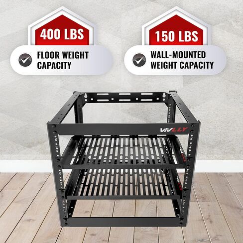 10U Server Rack Heavy Duty Open Frame Network Rack Mount 19 Inch | Wall Mount or Floor Standing IT Equipment Cabinet, 400lbs Capacity Networking Data Center Rack with 2 Vented Shelves in Saudi Arabia