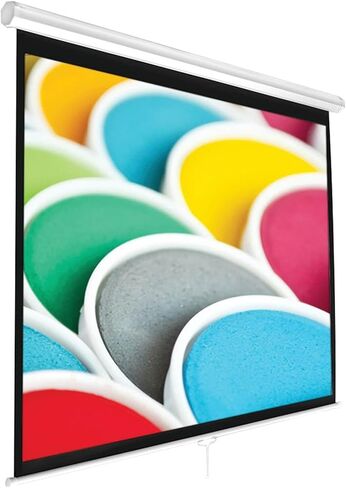 Pyle 72-Inch Manual Pull Down Projector Screen, Matte White Projection Surface, Ceiling or Wall Mount Screen Projector with Auto-Lock & Black Border for Home Theater or Office (42.5" x 56.6") in Saudi Arabia