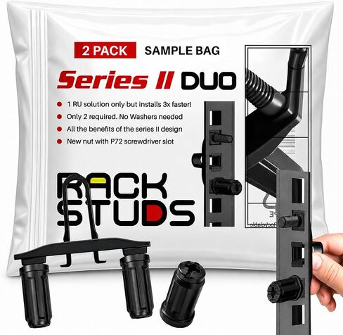 DUO50 1RU Series II Rack Mount Solution - Effortless Alternative to Traditional Rack Screws and Cage Nuts & Server Rack Screws Ideal for Server Hardware Setup - 50 Pack, Universal Version in Kuwait