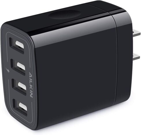 USB Charger Cube, Wall Charger Plug, AILKIN 4.8A 4-Muti Port USB Adapter | Power Plug Charging Station Box Base Replacement for iPhone 15 14 13 12 16 Pro Max/X/17, iPad Samsung Phones Charging Block in Saudi Arabia
