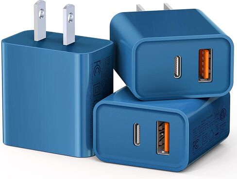 [3 Pack] 20W USB C Charger Block Fast Type C Dual Ports Power Adapter | ETL Listed USB-C PD+QC USB-A Multiport Wall Plug Travel Charging Brick for iPhone 17/16/15/14-11 Pro/Max/iPad,Galaxy and More in Saudi Arabia