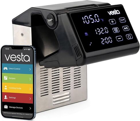 Vesta Precision Sous Vide Cooker, 30L Capacity, WiFi App Control | Large Display Screen,Foldable Design, IPX7 Waterproof, High Performance Immersion Circulator for Home & Professional Kitchen in Saudi Arabia