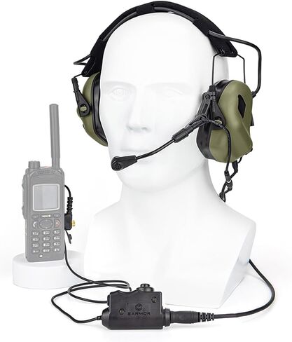EARMOR M32X Plus Hearing Protection and PTT, Tactical Headset with MIC, NATO TP120 & U-174 Connector and ARC Rail Helmet Adapters, Push-to-Talk Military Standard 7.0 Plug for Radio Adapter in Saudi Arabia