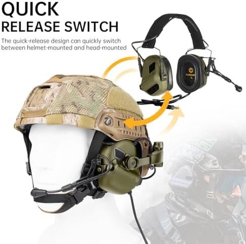 EARMOR M32X Plus Hearing Protection and PTT, Tactical Headset with MIC, NATO TP120 & U-174 Connector and ARC Rail Helmet Adapters, Push-to-Talk Military Standard 7.0 Plug for Radio Adapter in Saudi Arabia