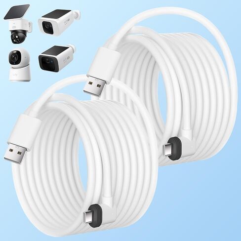 كابل طاقة بطول 20 قدم متوافق مع eufy SoloCam S220/S340/C210/E30، لكاميرا eufy Indoor Cam S350/C210/C220، eufyCam 3/S330/S3 Pro/3C/S300، كابل تمديد USB من النوع C مقاوم للماء سلك شحن للكاميرا in Kuwait