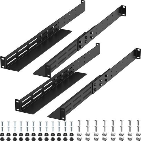 1U Universal Rack Mount Rails 4-Post Server Rack Shelf Rail | 16"-30" Adjustable Depth Server Rack Rail Compatible with APC, HP, IBM, DELL, Compag Cabinet & Rack in Kuwait