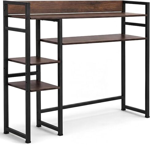 My-Cap 5-Tier MDF Book Shelf with Computer Desk Hutch, Space-Saving Over-Desk Storage Shelf for Coffee Accessories & nespresso Machine, Black in Saudi Arabia
