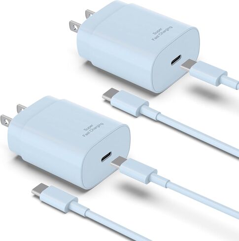 Type C Charger Fast Charging, 2Pack 25W USB C Charger Block with 6FT Cable | Super Fast Charging for Samsung Galaxy S26/S25/S24/S23/S22, Pixel 10/9/8/7 and iPhone 17/16/15 with 6FT USB C Cables in Saudi Arabia