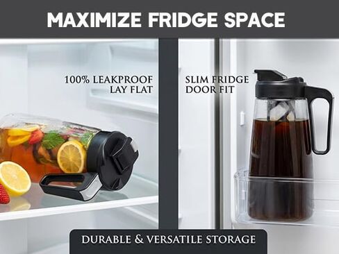 Sivaphe Large Ice Cold Coffee Maker 64 oz /2 L Traitan Plastic Leak Proof, Coffee/Tea Brewer Method with Reusable Removable Filter 2 Quart in Kuwait