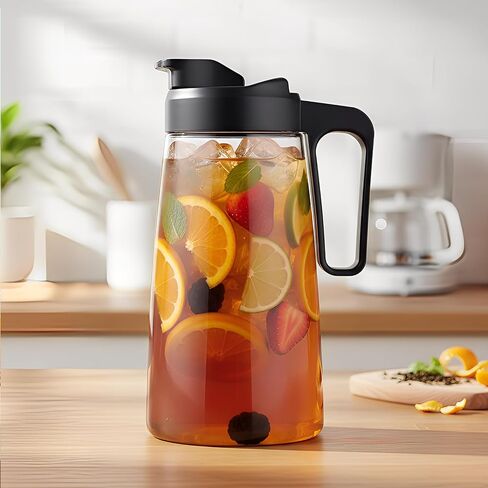 Sivaphe Large Ice Cold Coffee Maker 64 oz /2 L Traitan Plastic Leak Proof, Coffee/Tea Brewer Method with Reusable Removable Filter 2 Quart in Kuwait