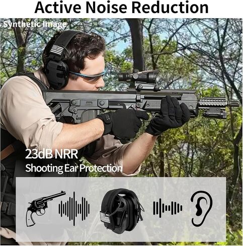 غطاء للأذنين للرماية الإلكترونية NRR23dB لحماية السمع من تضخيم الصوت | NRR 23dB حماية السمع الإلكترونية، تضخيم الصوت 4X مع ميكروفونات متعددة الاتجاهات للتصوير in Kuwait