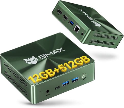 Bmax Mini PC Mini Desktop Computer Intel Celeron J3355 (Up to 2.5GHz) Win 11, 6GB RAM 128GB eMMC Support M.2 SSD Expansion (512GB/2TB), 4K Dual Display WiFi5& BT5.0 for Home/Office,Daily Use,B1 Plus in Saudi Arabia