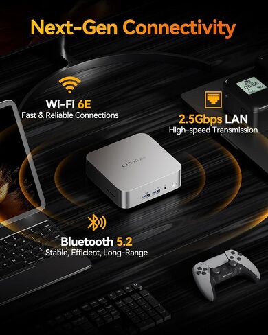 GEEKOM A8 Mini PC, Ryzen 7 8745HS, 32GB DDR5 Upgradeable RAM, 1TB SSD | Creator & Office, USB4, Up to 128GB RAM, 4x 4K Display, 8K, Business Ready, SD Card Slot, Aluminum Design, 3-Year Coverage in Saudi Arabia