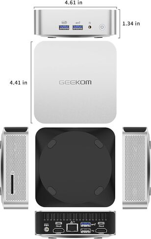 GEEKOM A8 Mini PC, Ryzen 7 8745HS, 32GB DDR5 Upgradeable RAM, 1TB SSD | Creator & Office, USB4, Up to 128GB RAM, 4x 4K Display, 8K, Business Ready, SD Card Slot, Aluminum Design, 3-Year Coverage in Saudi Arabia