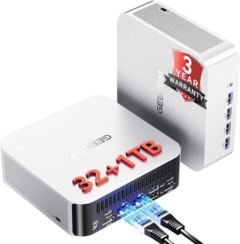 GEEKOM A8 MAX Gaming Mini PC AMD Ryzen 9 8945HS 32GB DDR5 & 1TB SSD | (Expandable)Quiet Mini Computer(Desktop Alternative)for Design & AI Tools, Dual LAN|USB4|8K Output|Home Office Business in Saudi Arabia