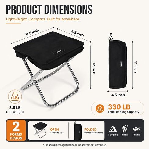 2-in-1 Folding Stool with Carry Bag for Hiking & Camping | Stainless Steel Frame, Shoulder Strap, Converts Bag to Seat, Supports 330 lbs in Saudi Arabia