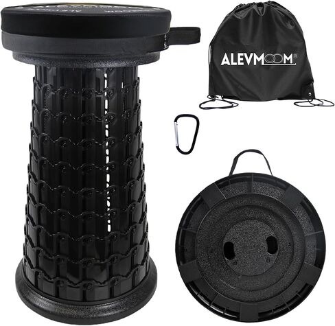 ALEVMOOM Upgrade XXL Collapsilbe Stool with Wheels & Cushion, H 20.1“, D 13" Heavy Duty Load Capacity 1000lbs, Portable Retractable Telescoping Folding Rolling Stool for Home, Office, Garage in Saudi Arabia