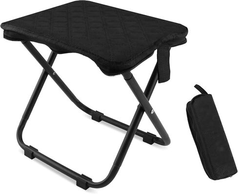 Portable Backpack Stool for Adults, Foldable Camp Seat with 4 Anti-Sink Feet, Travel Mobile Folding Stool 176LBS, Compact Pocket Chair for Camping, Fishing, Hiking, Picnic (Black) in Saudi Arabia